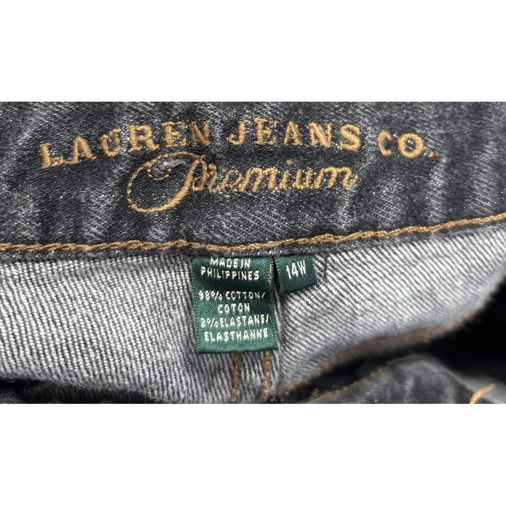 VTG LAUREN JEANS CO Ralph Lauren Womens 14W Black Wash Straight Leg Jeans Retro - Picture 9 of 10
